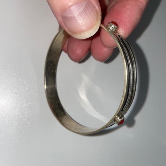 Vintage Silver Bracelet with Coral Beads. Solid Silver. Very Art Deco. - Picture 7 of 10